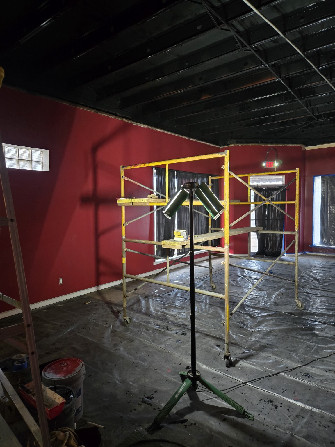 Scaffolding during the Soulback interior buildout